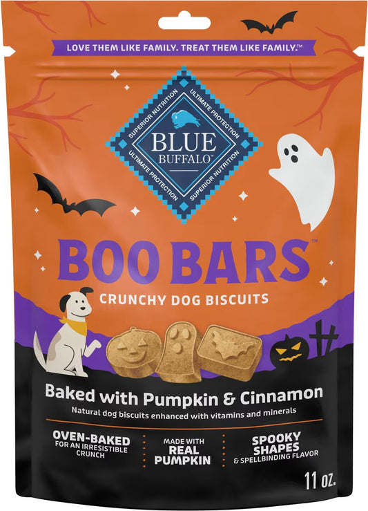 Blue Buffalo Boo Bars Pumpkin & Cinnamon Recipe Crunchy Halloween Dog Biscuits, 11-oz bag