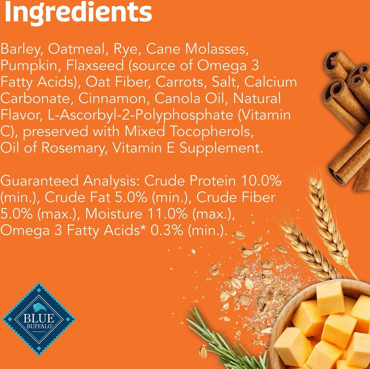 Blue Buffalo Boo Bars Pumpkin & Cinnamon Recipe Crunchy Halloween Dog Biscuits, 11-oz bag